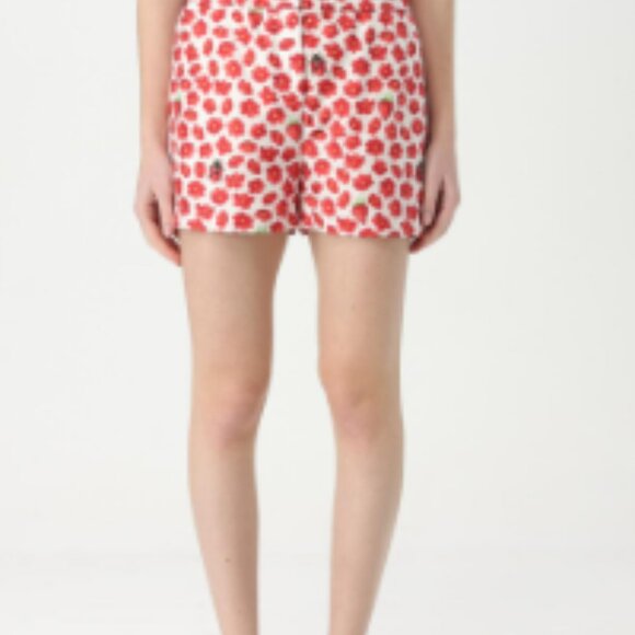 Versace White Ladybug Floral Shorts Silk Twill Size 44 EU / L/XL US NWOT - Picture 1 of 2